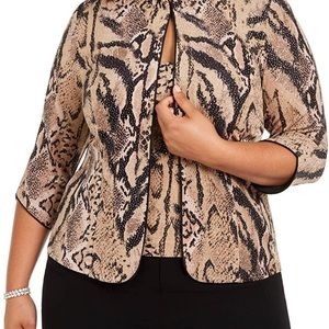 Alex Evenings Mandarin Neck Twinset Tank Top and Jacket Animal Print 1X